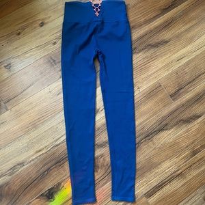Blue Textured Leggings